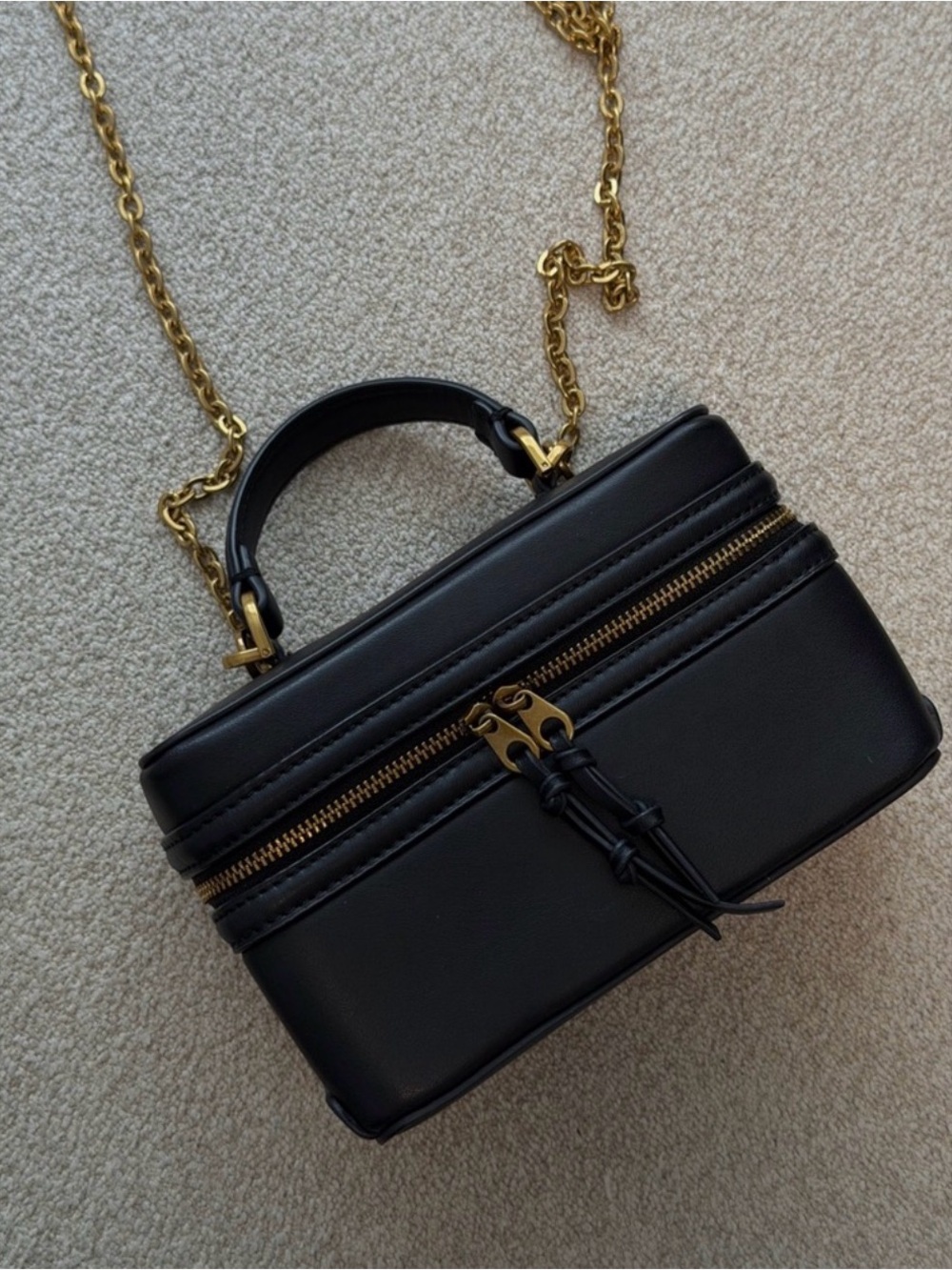 Zara Black Mini Vanity Bag with Gold Chain